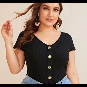 Solid Button Front Tee